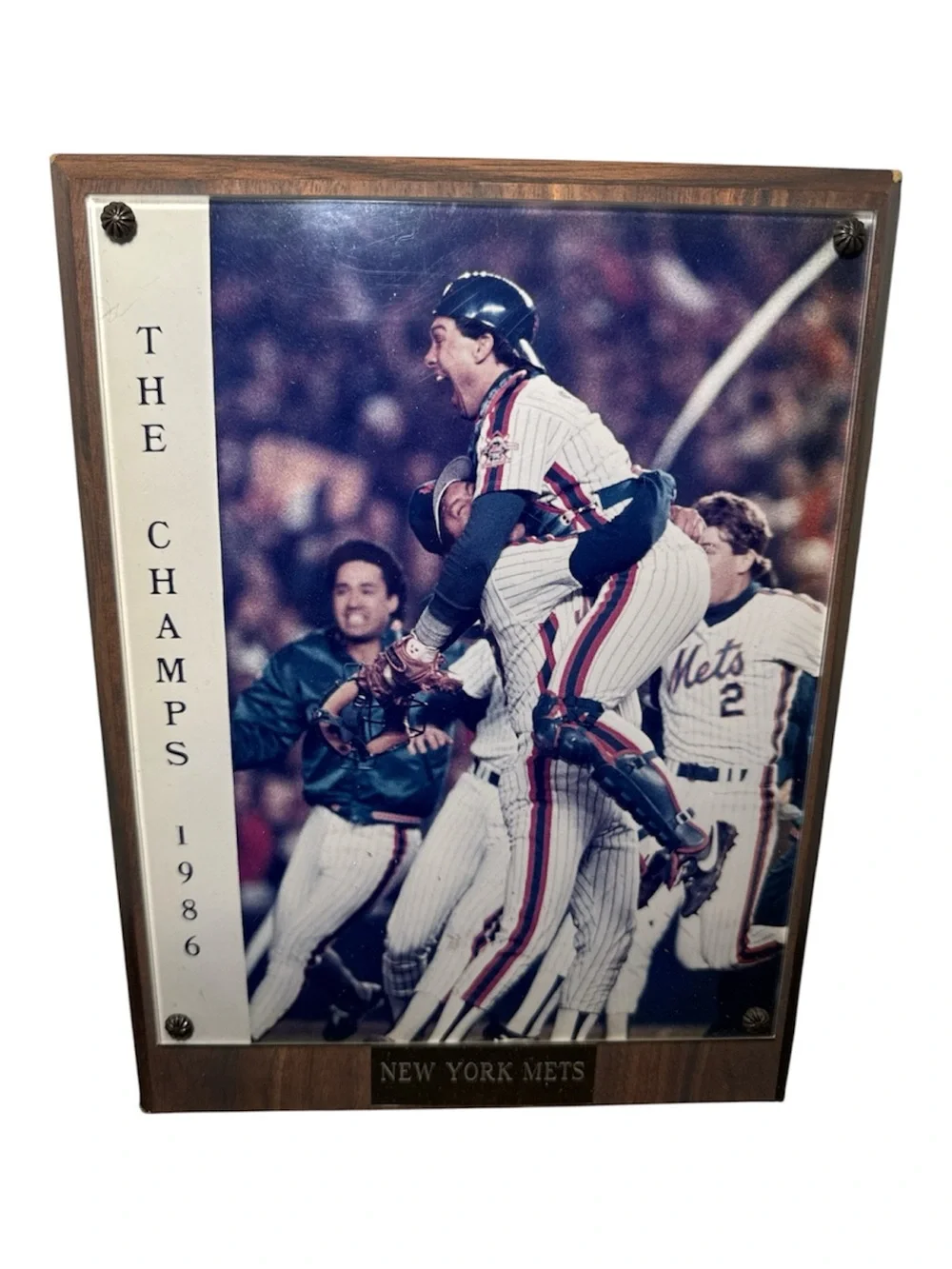 New York Mets 1986 World Series Champions Commemorative Wood Plaque